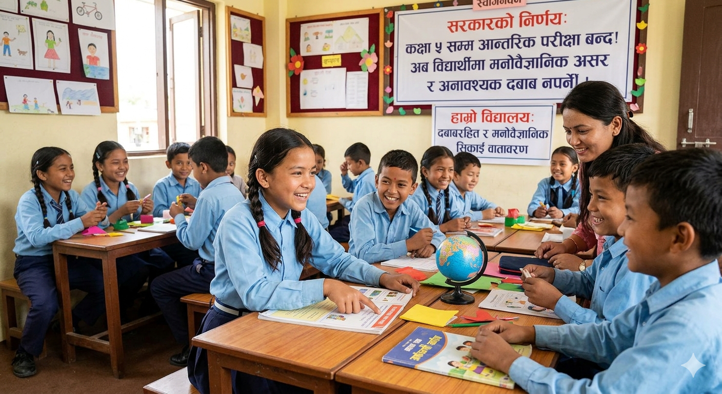 कक्षा ५ सम्मका विद्यार्थीहरूले परीक्षा दिनु नपर्ने